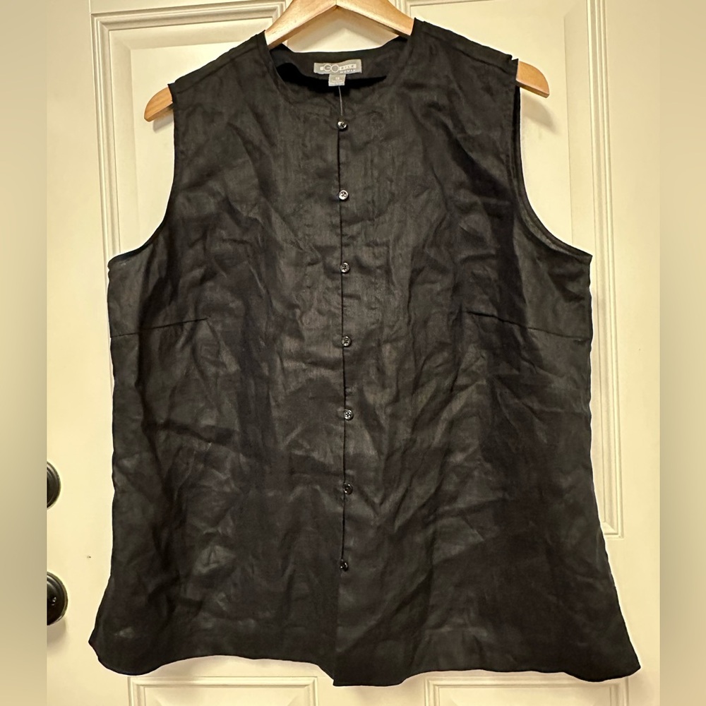 GO SILK NWT 100% Linen Black Button down Shirt